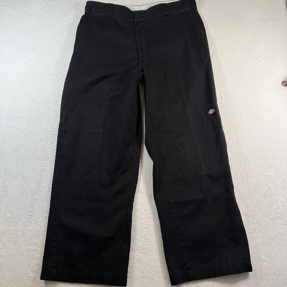 Dickies Mens 36x30 Black Loose Wide Leg Workwear Utility Chino Pants